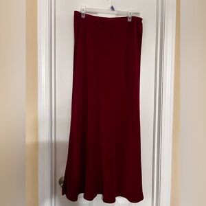 Carole Little, Bias Cut Burgundy Rayon Slip Style Maxi Skirt.